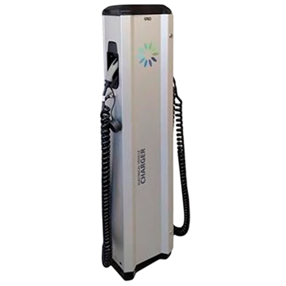 Nabíjecí AC stojan s kabelem GARO AC LS4 2x22 kW Spiral Cable T2 pro pomalé nabíjení elektromobilů.